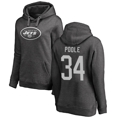 New York Jets Ash Women Brian Poole One Color NFL Football #34 Pullover Hoodie Sweatshirts->nfl t-shirts->Sports Accessory